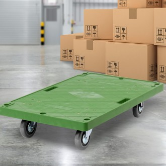 Xe đẩy cao su vuông màu xám đứng vận chuyển bogie đẩy xe đẩy di động