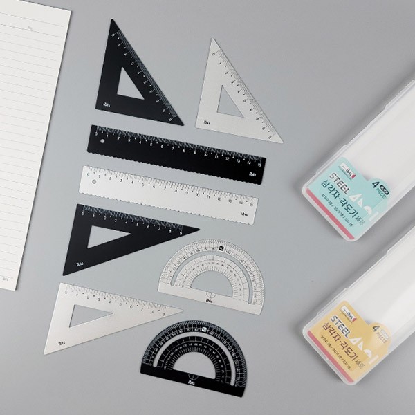 Bộ thước đo góc tam giác bằng thép Ibis