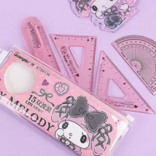 Bộ thước 4 thước Sanrio Thước đo góc tam giác Giao hàng ngẫu nhiên