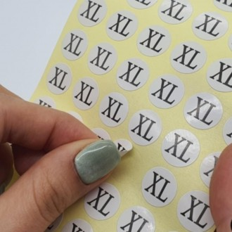 1 tờ (khoảng 58 tờ) Kích thước quần áo tròn XL nhãn dán nhãn kích thước quần áo nhãn trắng con dấu phân loại thẻ kích thước