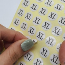 1 tờ (khoảng 58 tờ) Kích thước quần áo tròn XL nhãn dán nhãn kích thước quần áo nhãn trắng con dấu phân loại thẻ kích thước