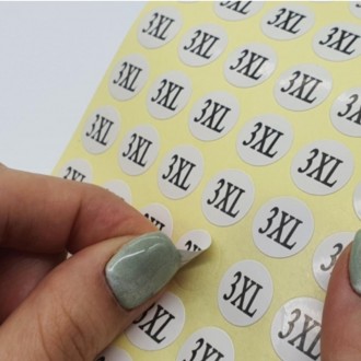 1 tờ (khoảng 58 tờ) Nhãn dán đánh dấu kích cỡ quần áo hình tròn 3XL kích thước quần áo nhãn trắng con dấu thẻ kích thước phân loại