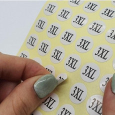 1 tờ (khoảng 58 tờ) Nhãn dán đánh dấu kích cỡ quần áo hình tròn 3XL kích thước quần áo nhãn trắng con dấu thẻ kích thước phân loại