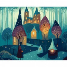 Pipo Tranh HPI0147 Ngôi Làng Cổ Tích 40x50 DIY Bộ Tranh Nổi Tiếng Vẽ Tranh Sơn Dầu Màu Nước