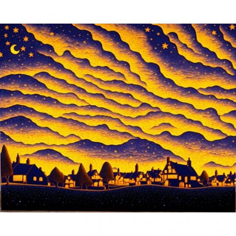 Pipo Tranh HPI00144 Buổi Tối Hoàng Hôn 40X50 Tự Làm Bức Tranh Nổi Tiếng Bộ Vẽ Tranh Sơn Dầu Màu Nước