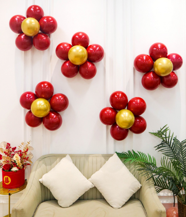 Sự kiện khinh khí cầu năm bông tại nhà Tiệc trang trí nhà cửa Trang trí nhà cửa