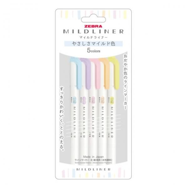 Bộ 5 bút kẻ nhẹ có bút đánh dấu huỳnh quang hai mặt màu pastel