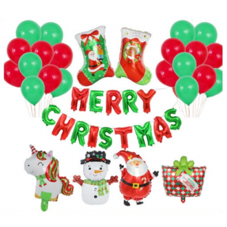 Bộ 10 món Bộ bóng bay bảng chữ cái Giáng sinh Vòng hoa dự tiệc Đồ dùng trang trí sự kiện ông già Noel