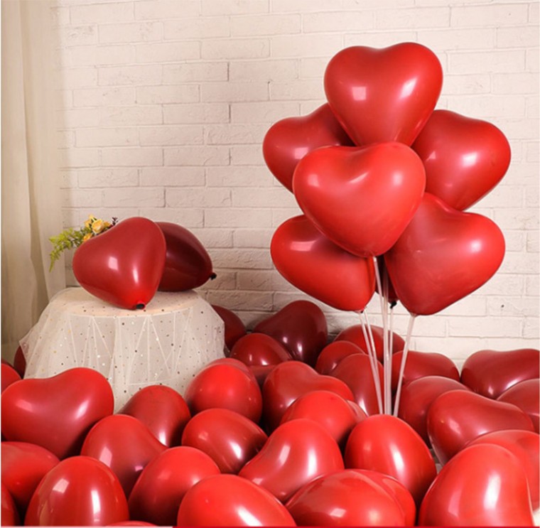 50 quả bong bóng hình trái tim trang trí nhà cửa cho bữa tiệc tại nhà
