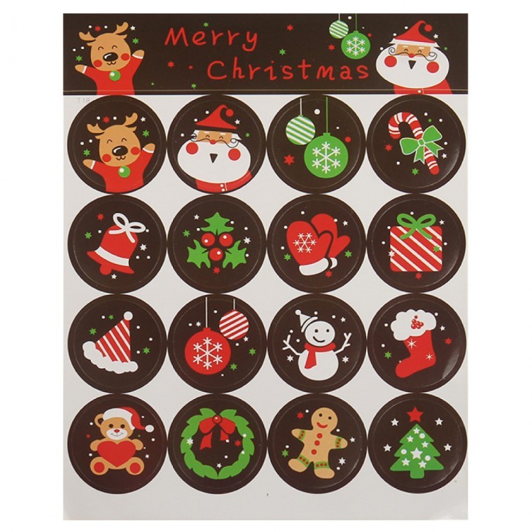 [Kho Byeolbyeol] 10 miếng dán hình tròn Giáng sinh dùng để trang trí máy tính xách tay mang nhật ký