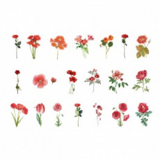 Nhãn dán trang trí nhật ký hoa đỏ tươi