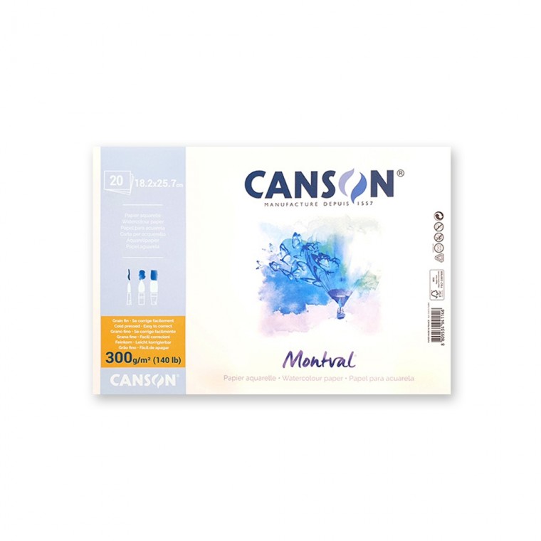Giấy vẽ phác thảo màu nước Canson Montval Tờ đơn 300g B5 20 tờ