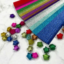 Bộ giấy gấp ngôi sao lấp lánh cầu vồng