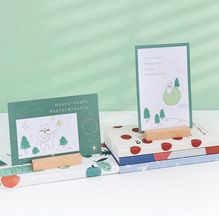 Gỗ Gỗ nguyên tấm thẻ kinh doanh bưu thiếp ghi nhớ đứng giá đỡ