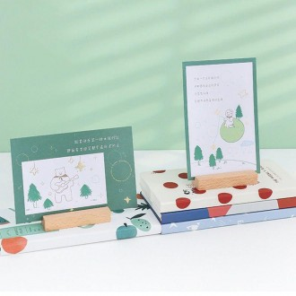 Gỗ Gỗ nguyên tấm thẻ kinh doanh bưu thiếp ghi nhớ đứng giá đỡ