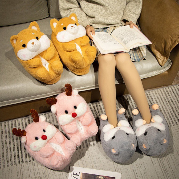 Dép đi trong nhà ấm cúng King Plush Động vật mùa đông Phòng khách văn phòng Dép đi trong nhà Mùa đông
