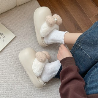 Mongul Ruy Băng Lông Dép Nữ Lạnh Ấm Văn Phòng Phòng Khách Giày Đi Trong Nhà Mùa Đông