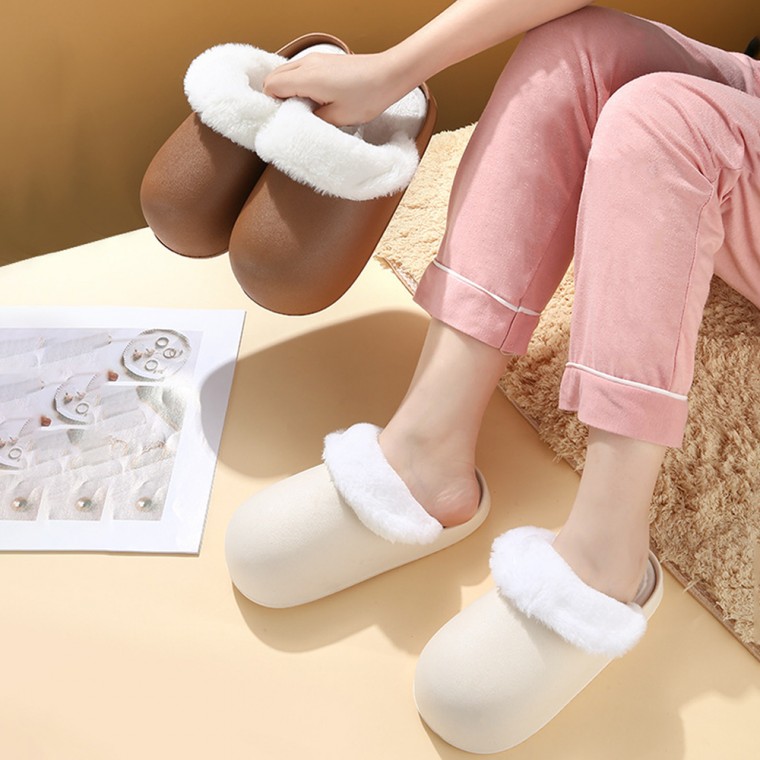 Mongul Dép Lông Trơn Nữ Lạnh Ấm Văn Phòng Phòng Khách Giày Đi Trong Nhà Mùa Đông