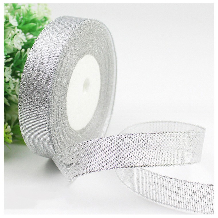 Dây ruy băng gói ngọc trai bạc 2cm