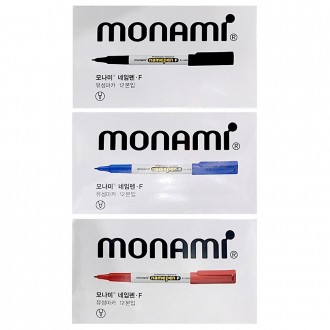 Bút tên Monami F dành cho viết cỡ vừa 12 chiếc 1 tas đen xanh đỏ