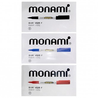 Bút tên Monami F dành cho viết cỡ vừa 12 chiếc 1 tas đen xanh đỏ