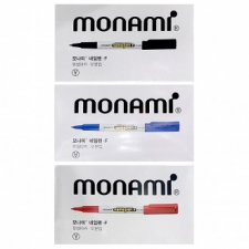 Bút tên Monami F dành cho viết cỡ vừa 12 chiếc 1 tas đen xanh đỏ