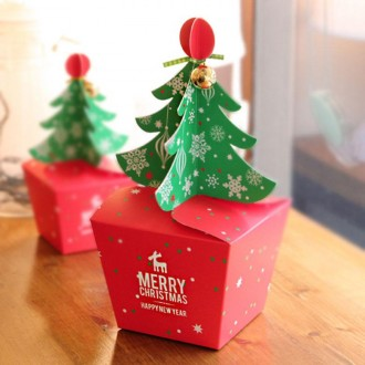 Hộp Quà Giáng Sinh Merry Tree Hộp Quà 11x11x9 22cm (10 Cái)