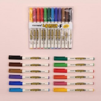 Bút viết tên Monami cỡ vừa F 12 màu 1 bộ 1.0mm