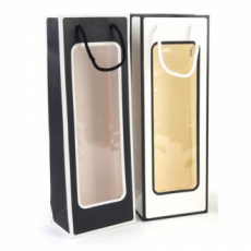 Túi mua sắm cửa sổ hai tông màu rượu rượu đồ uống đồ uống cửa sổ trong suốt túi giấy túi quà tặng 100P