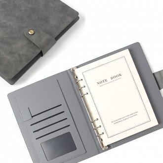 Sổ tay loại sổ da vừa vặn (A5) (màu xám) nhật ký kinh doanh
