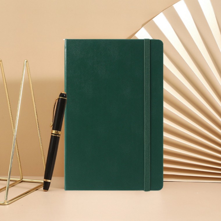 Nhật ký bìa cứng khổ lưới A5 bằng da (xanh đậm)