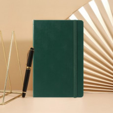 Nhật ký bìa cứng khổ lưới A5 bằng da (xanh đậm)