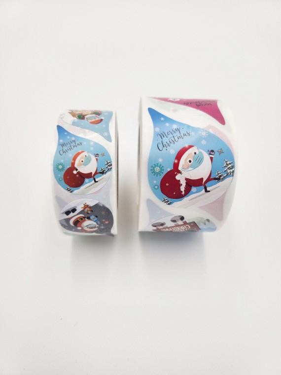 Nhãn dán cuộn Santa Deco Giáng sinh vui vẻ 500 tờ (3,8cm)