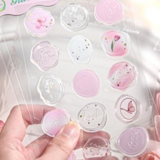 1 Tấm Màu Hồng Dập Nổi Epoxy Niêm Phong Sáp Tem Dán Thư Cói Cói Tem Sáp Ong Con Dấu Ba Chiều