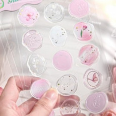 1 Tấm Màu Hồng Dập Nổi Epoxy Niêm Phong Sáp Tem Dán Thư Cói Cói Tem Sáp Ong Con Dấu Ba Chiều