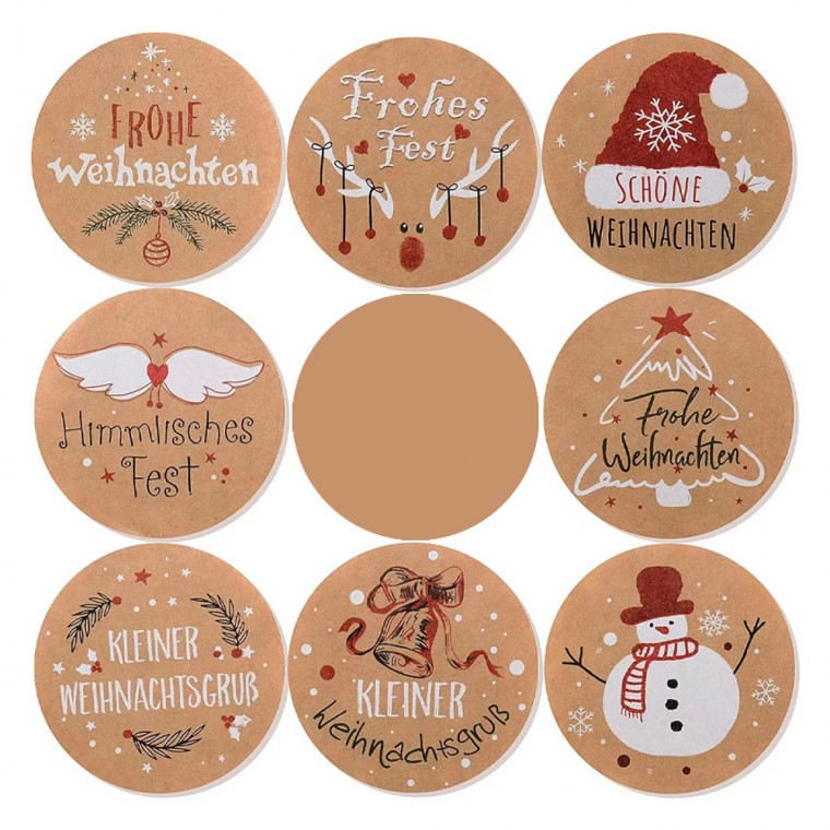 Giấy dán tường Giáng Sinh Kraft 2.5cm 1 cuộn (500 miếng)