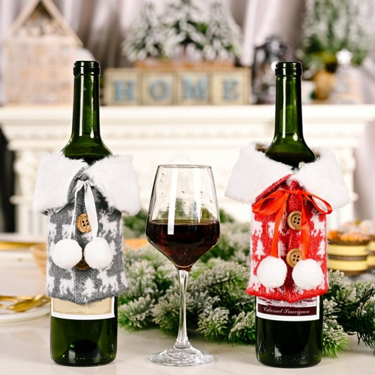 Trang trí bìa đan bao bì rượu vang Giáng sinh
